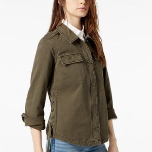 Levi’s Side Lace Up Zipper/Button Front Jacket Olive Green Size S